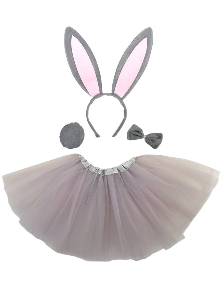 Girls Grey Easter Bunny Costume Tutu Set