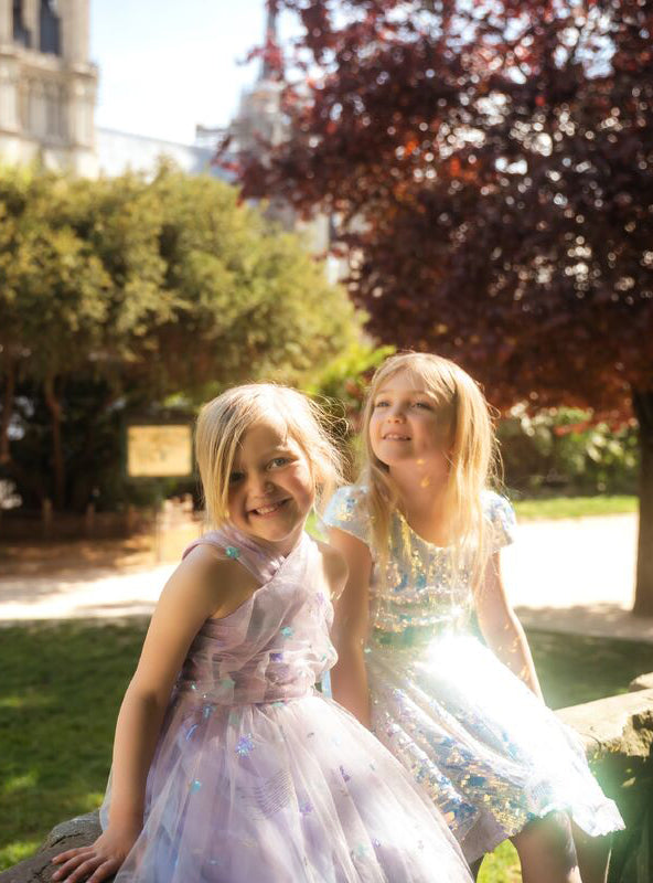 Girls Iridescent Sequin Dress - Lifestyle Image 4