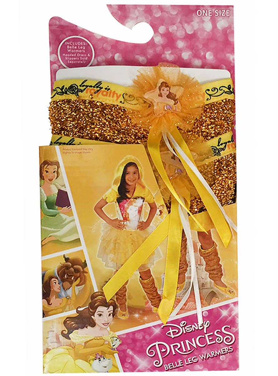 Image of Disney Princess Belle Metallic Gold Leg Warmers - Packaging Image