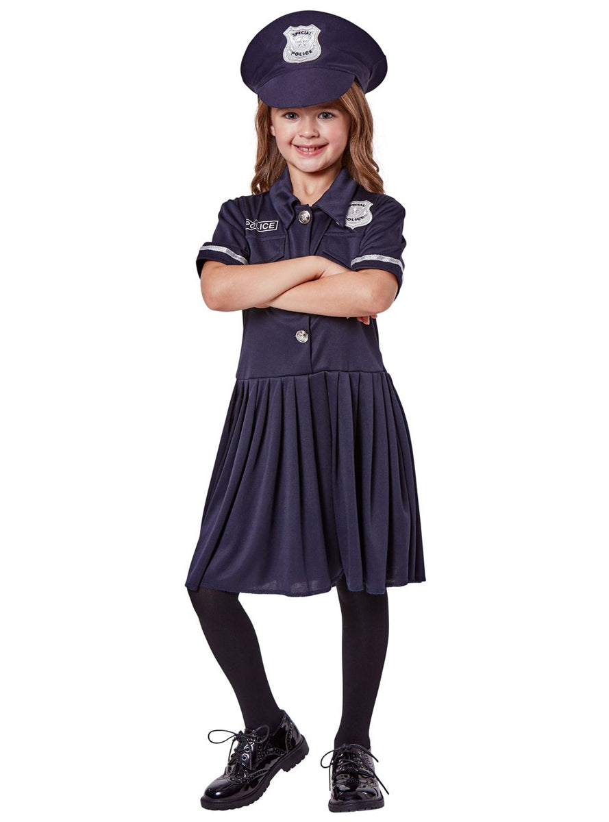 Navy Blue Police Officer Girls Costume
