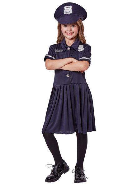 Navy Blue Police Officer Girls Costume
