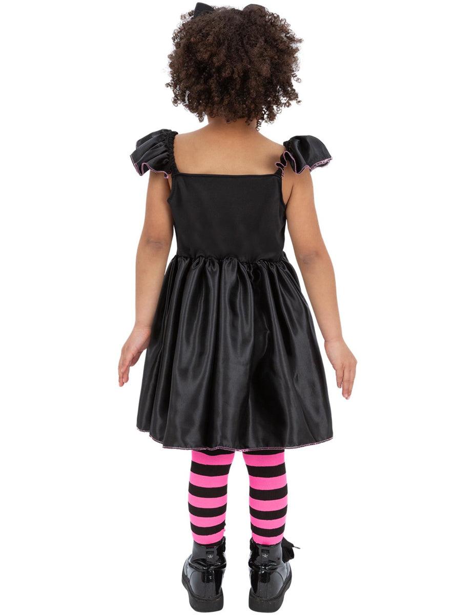 Girls Pink and Black Cat Halloween Costume - Back Image
