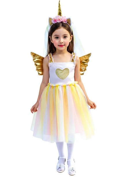 Pastel Rainbow Unicorn Costume for Girls - Main Image