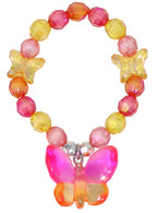 Image of Beaded Pink and Orange Butterfly Charm Costume Bracelet