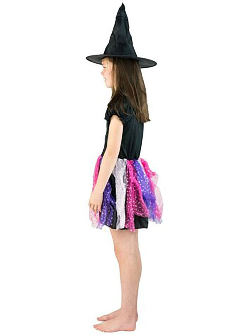 Girls Pink And Purple Witch Halloween Costume Side Image