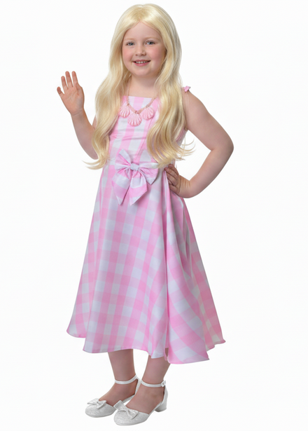 Image of Pastel Pink Gingham Doll Girl's Costume - Main Image