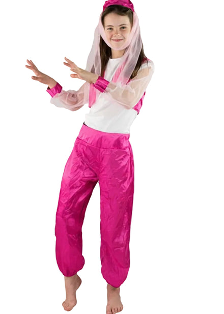 Girls Pink Arabian Dancer Dress Up Costume Front Image
