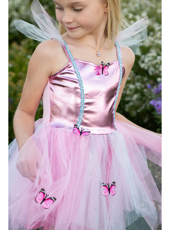 Girls Pink Butterfly Tutu Costume With Headband - Lifestyle Image 2