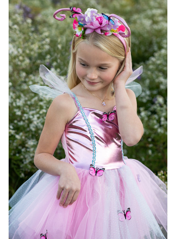 Girls Pink Butterfly Tutu Costume With Headband - Lifestyle Image 4