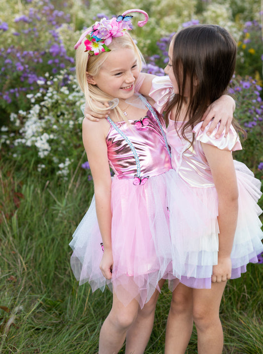 Girls Pink Butterfly Tutu Costume With Headband - Lifestyle Image 7