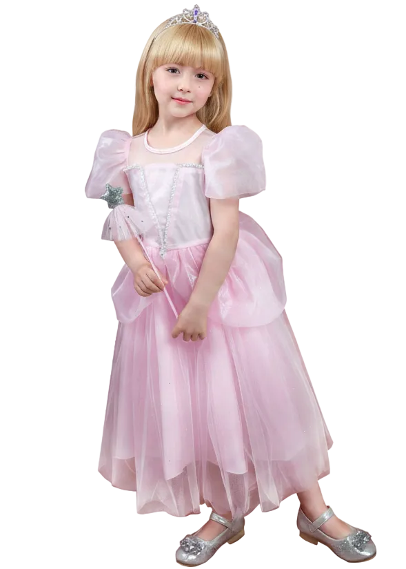 Girls Shimmery Pink Princess Dress Up Costume - main image