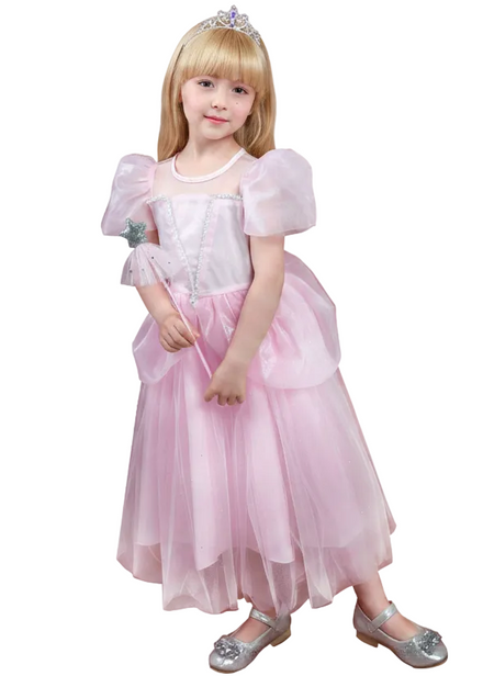Girls Shimmery Pink Princess Dress Up Costume - main image