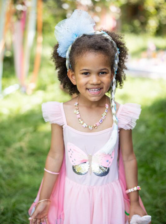 Girls Pink Sequin Butterfly Costume - Lifestyle Image 2