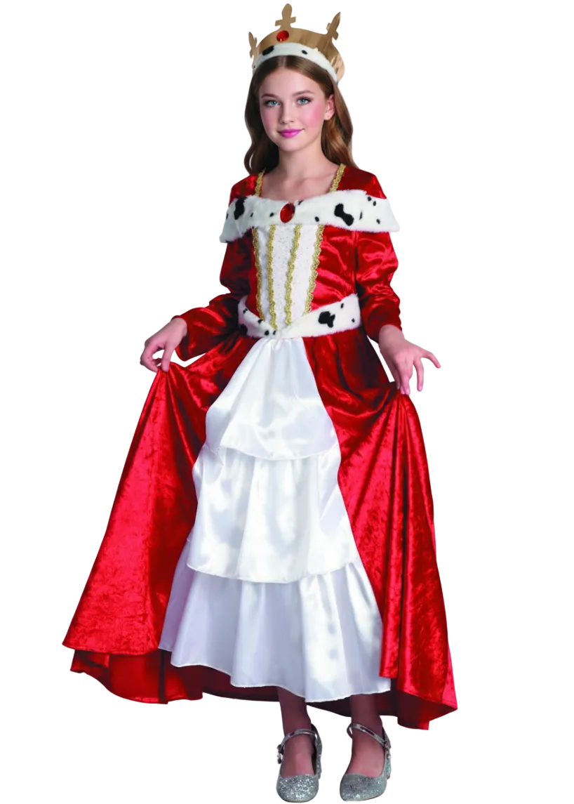 Image of Renaissance Royalty Girls Red Velvet Queen Costume - Main Image