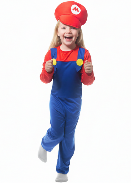 Super Red Plumber Girls Mario Costume - Main Image