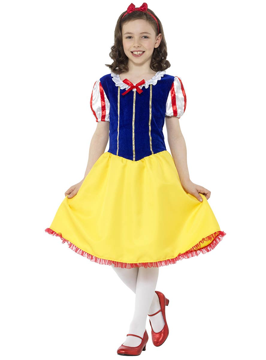 Classic Blue and Yellow Snow White Storybook Costume for Girls - Main Image