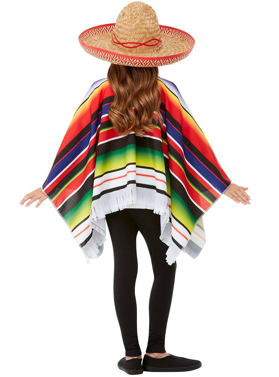 Image of Mexican Poncho Girls Dress Up Costume - Back Image