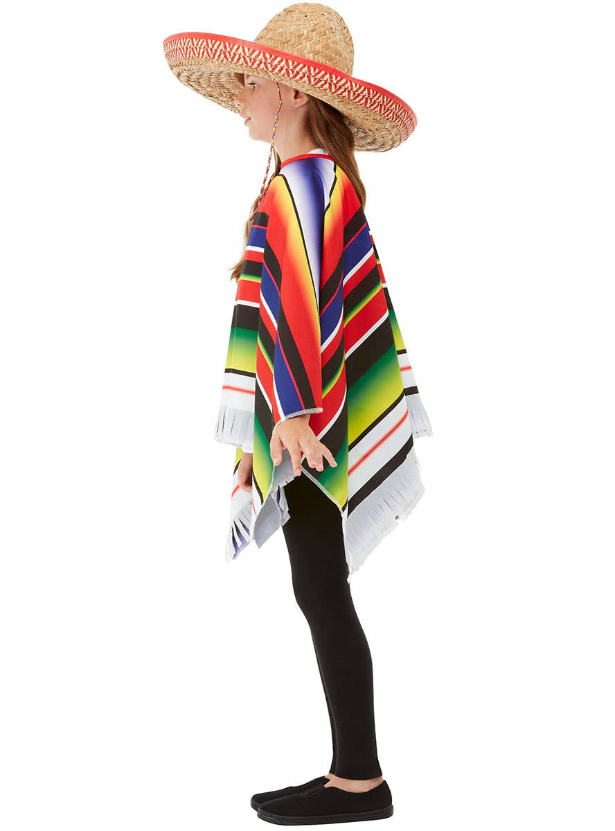 Image of Mexican Poncho Girls Dress Up Costume - Side Image