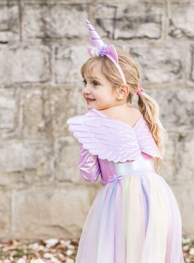 Girls Unicorn Dress With Wings And Headband - Lifestyle Image 3