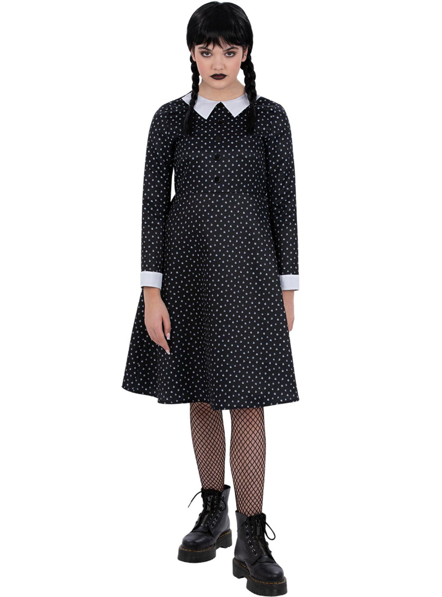 Girls Wednesday Addams Costume - Front Image
