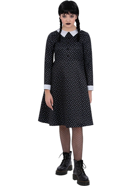 Girls Wednesday Addams Costume - Front Image