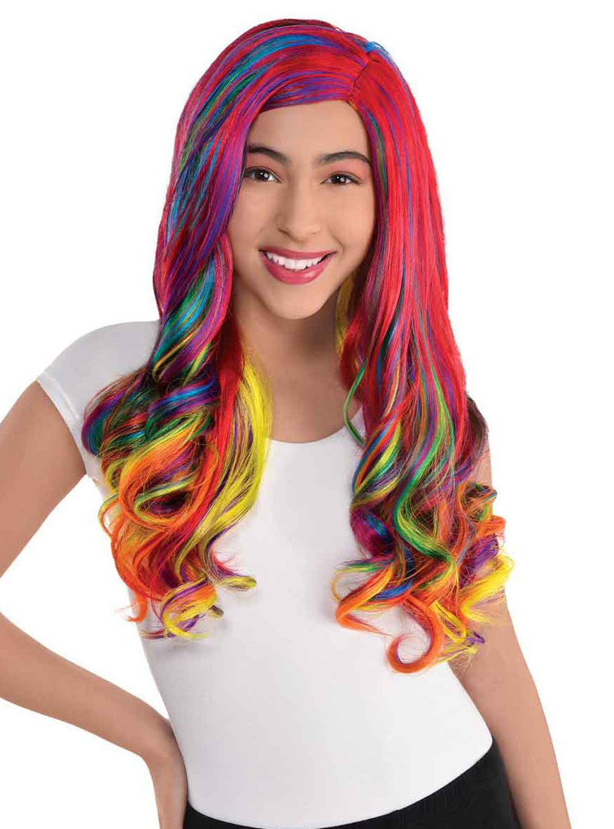 Curly Rainbow Costume Wig for Women - Alternate Image