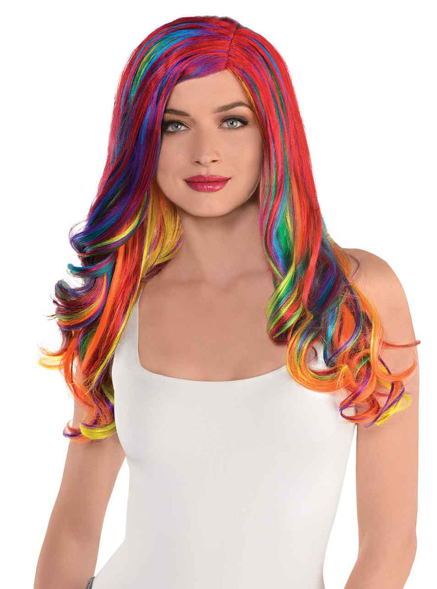 Curly Rainbow Costume Wig for Women