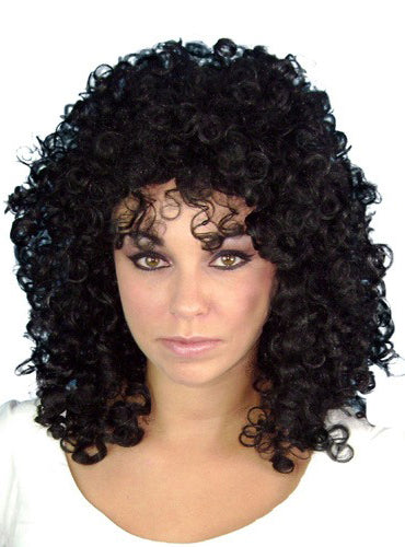 Womens Black Glamour Ringlets Costume Wig