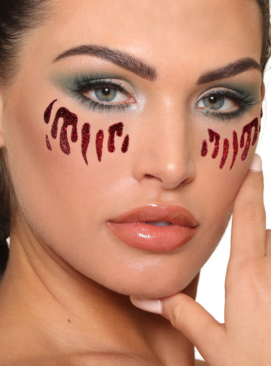 Glitter Me Up Blood Tears Stick On Halloween Makeup - Alternative Image