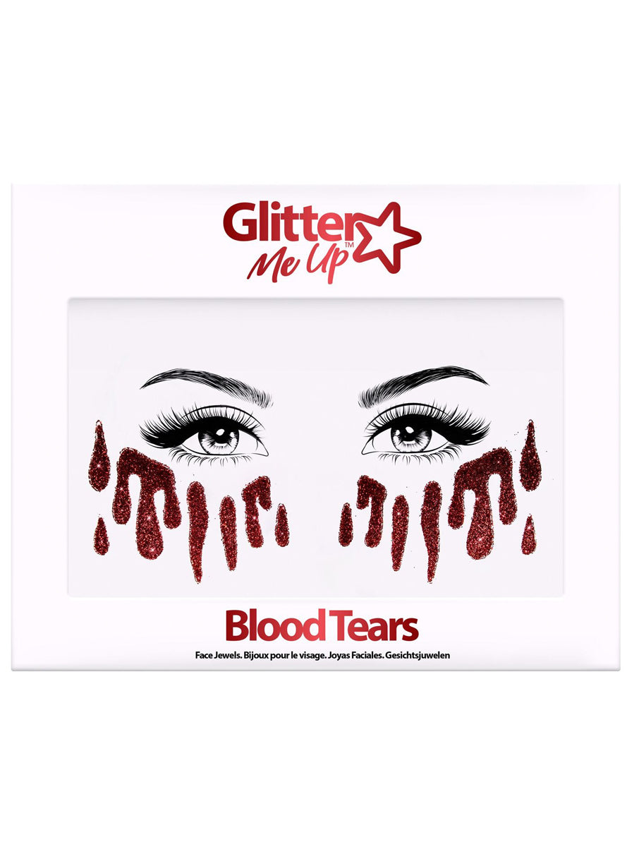 Glitter Me Up Blood Tears Stick On Halloween Makeup - Main Image