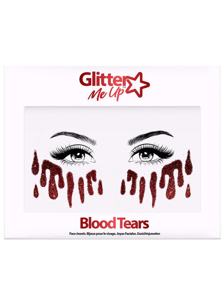 Glitter Me Up Blood Tears Stick On Halloween Makeup - Main Image
