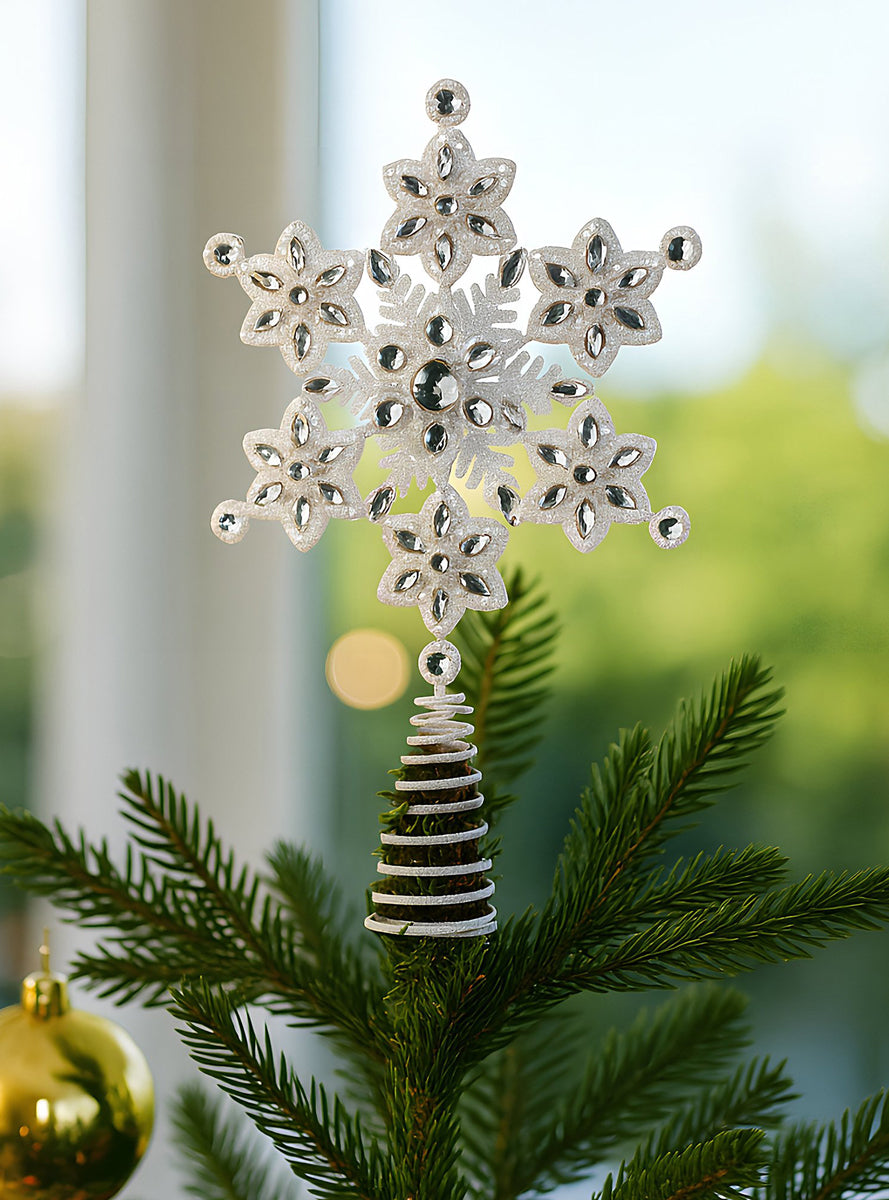 Glitter Snowflake Christabelle Christmas Tree Topper Decoration - Lifestyle Image
