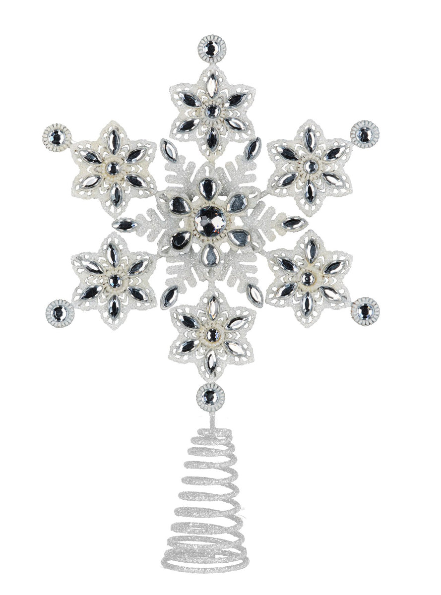 Glitter Snowflake Christabelle Christmas Tree Topper Decoration - Main Image