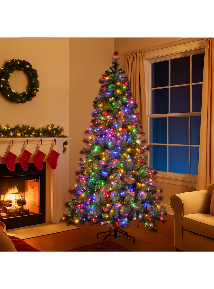 Glittery Christabelle Gold Pine Multi Function LED Light Christmas Tree 229cm - Lifestyle Image