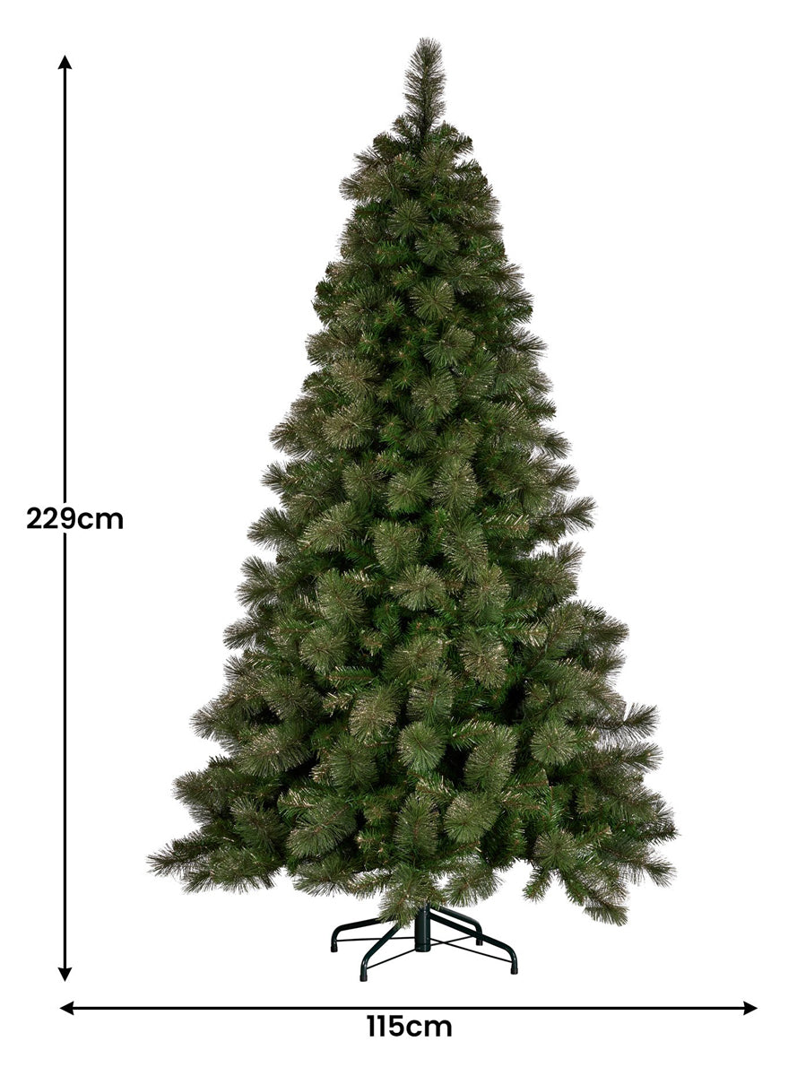 Glittery Christabelle Gold Pine Multi Function LED Light Christmas Tree 229cm - Measurements Image