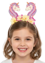Pink and Cream Colour Glitter Unicorns Costume Headband - main image