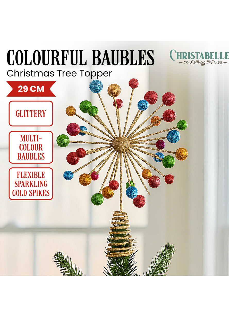 Glittery Gold Jewelley Christabelle Tree Topper Christmas Decoration - Details Image