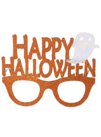 Image of Sparkly Orange and White Happy Halloween Costume Glasses