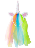 Image of Glittery Pink Unicorn Horn Costume Headband with Veil
