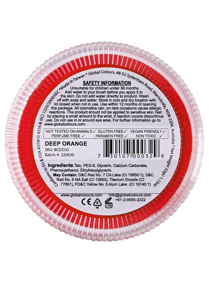 Global Blending 32 Gram Deep Orange Cake Makeup - Back Image