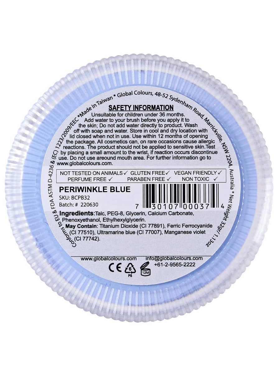 Global Blending 32 Gram Periwinkle Blue Cake Makeup - Back Image