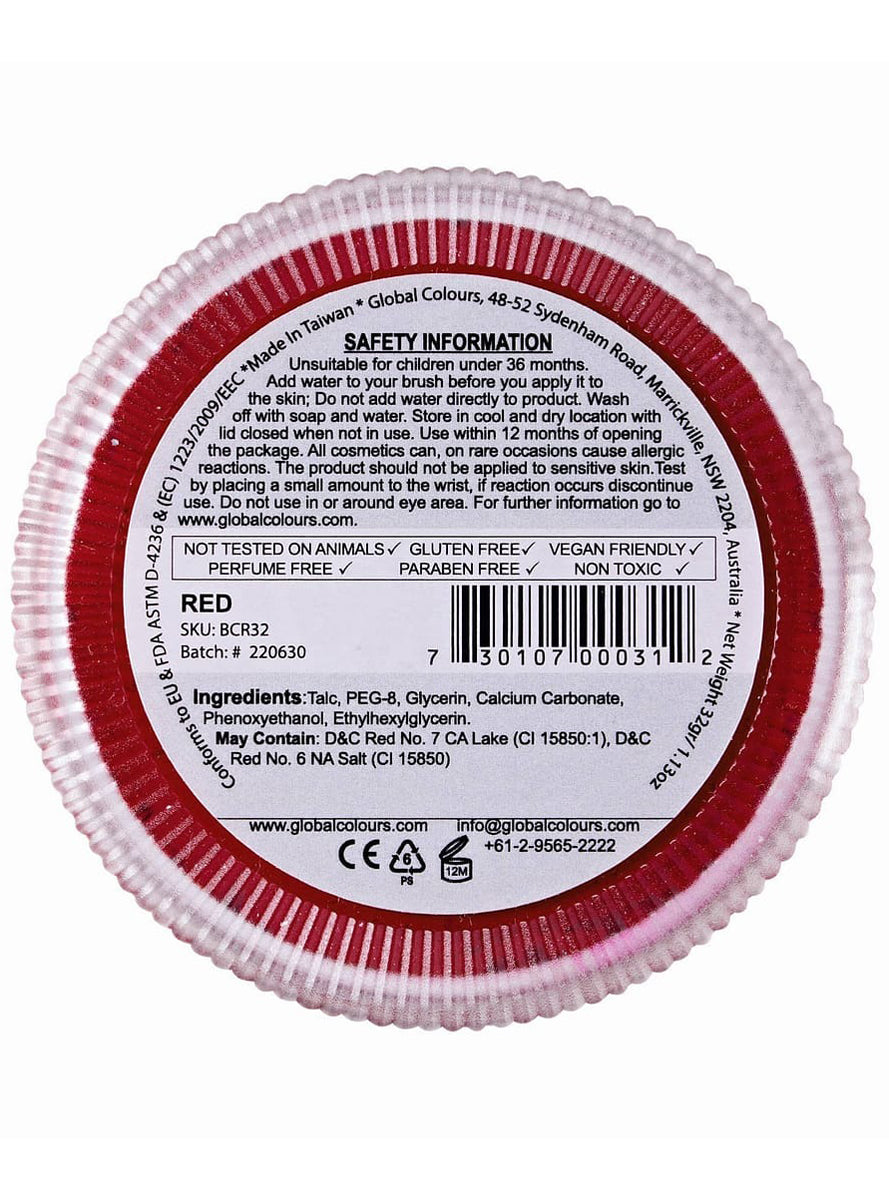 Global Blending 32 Gram Red Cake Makeup - Back Image