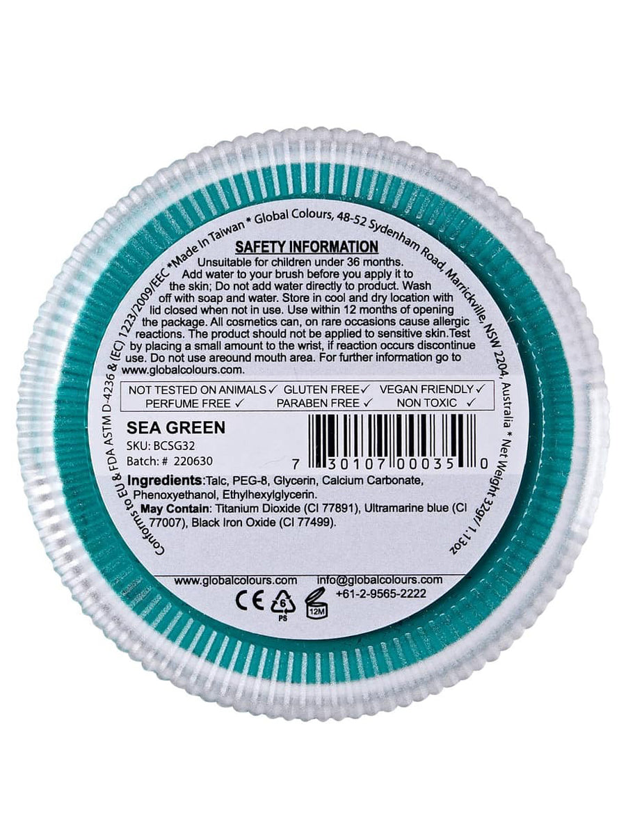 Global Blending 32 Gram Sea Green Cake Makeup - Back Image