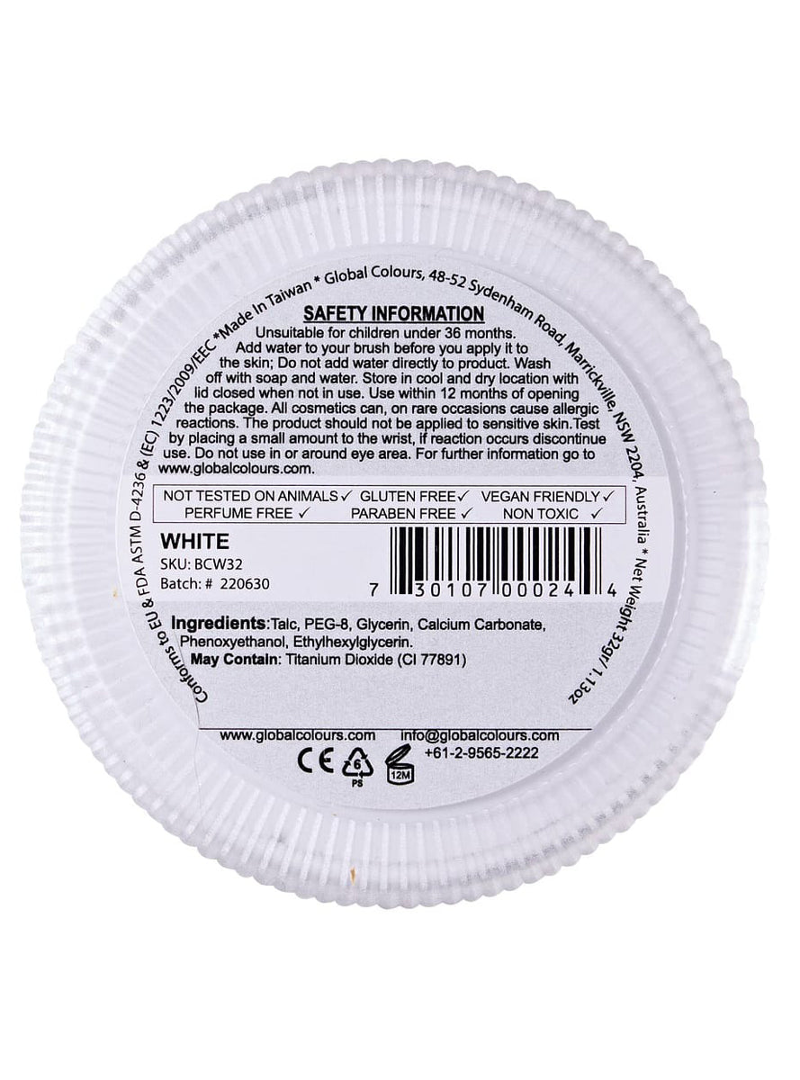 Global Blending 32 Gram White Cake Makeup - Back Image