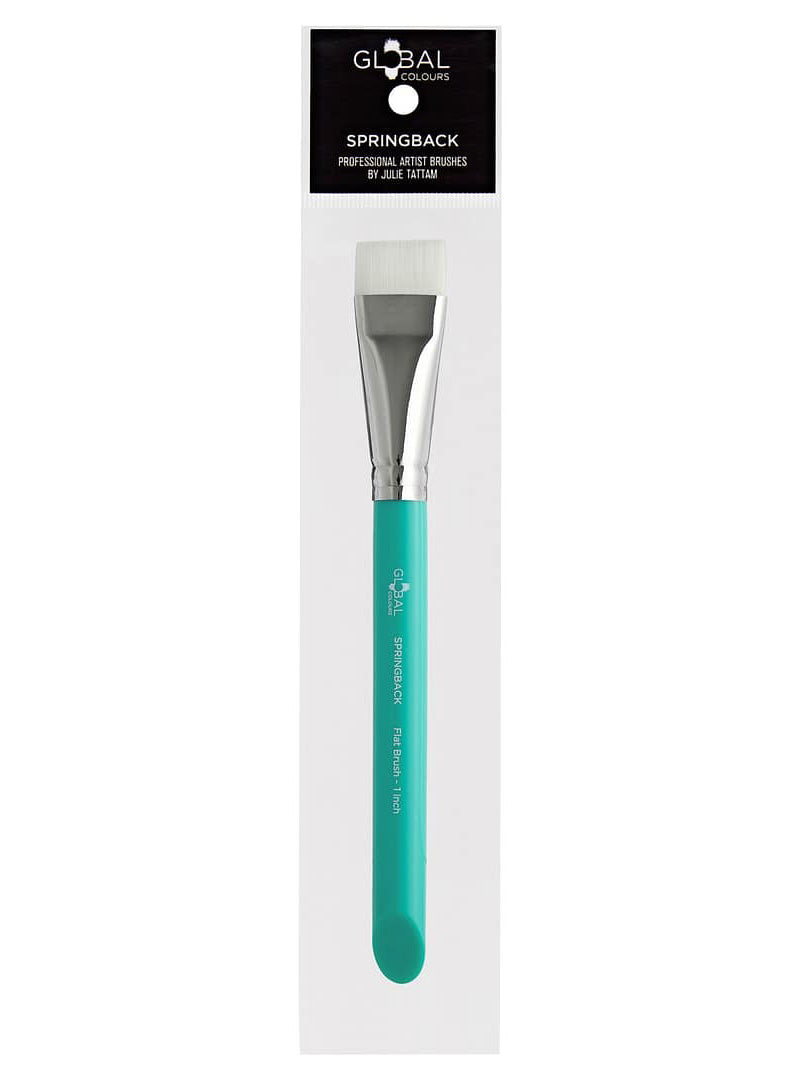 Global Colours Flat 1 Inch Springback Body Art Brush - Packaging Image