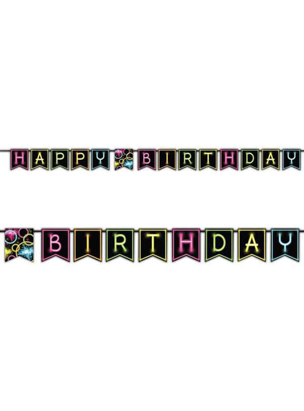 Glow Party 127cm Long Happy Birthday Banner – Main Image