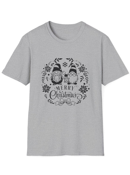 Adults White Plus Size Christmas T-Shirt with Gnome Wreath Print
