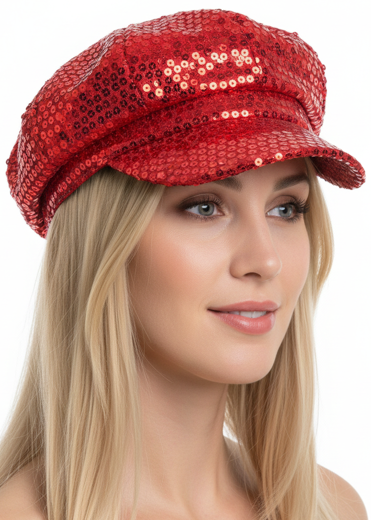 Adults Red Sequined Go Go Dancer Costume Hat - Main Image