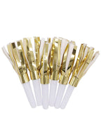 Image of Gold Party Blower Horns 6 Pack
