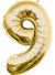 Image of Metallic Gold 84cm Number 9 Foil Balloon